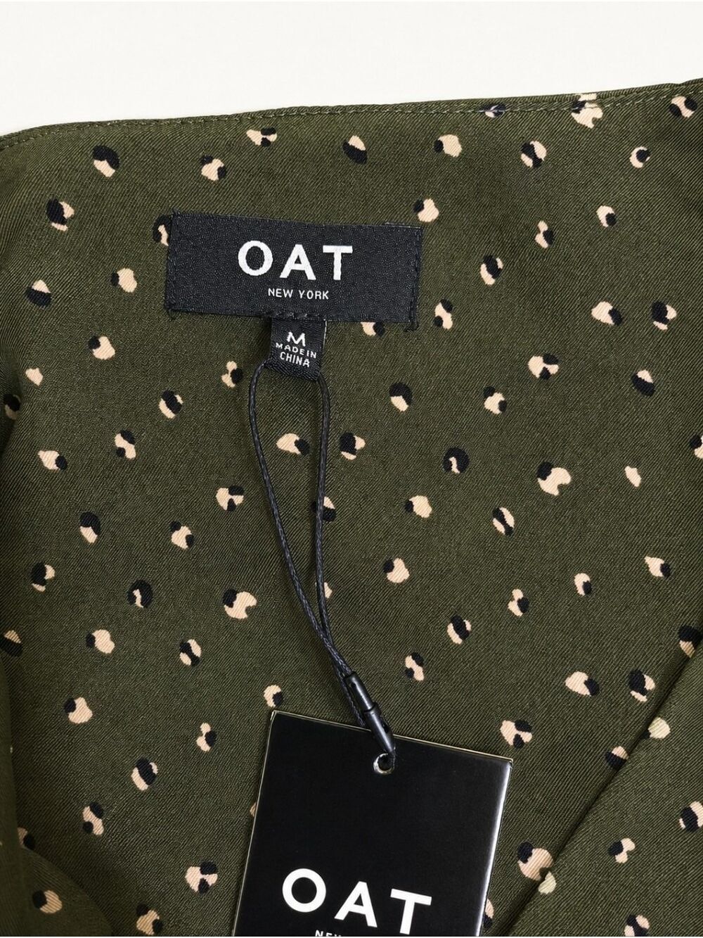OAT New York Olive Green Faux Wrap Blouse M NWT - Picture 2 of 4